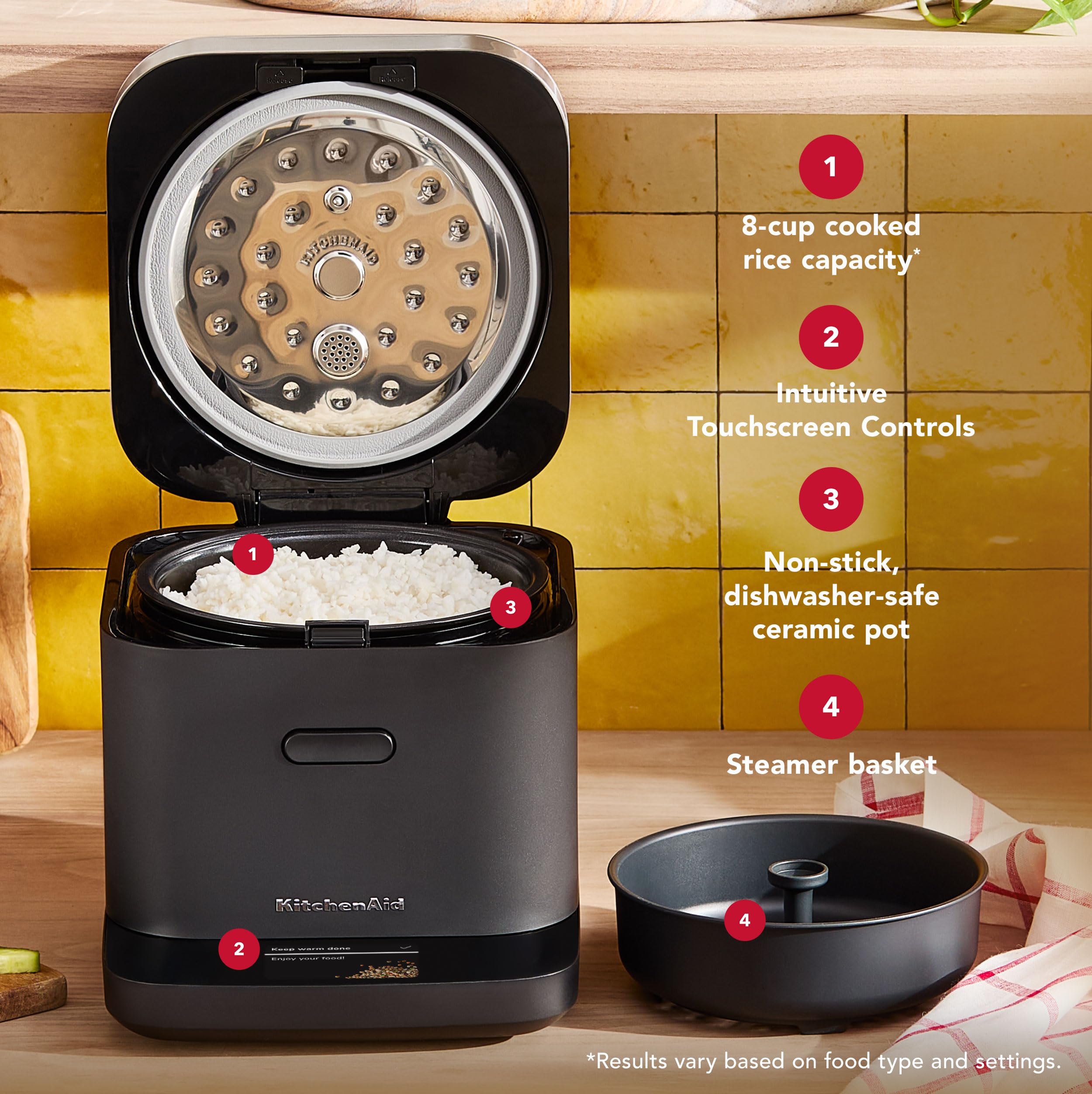 KitchenAid Compact Grain & Rice Cooker, KGC2154, Black Matte - Image 6