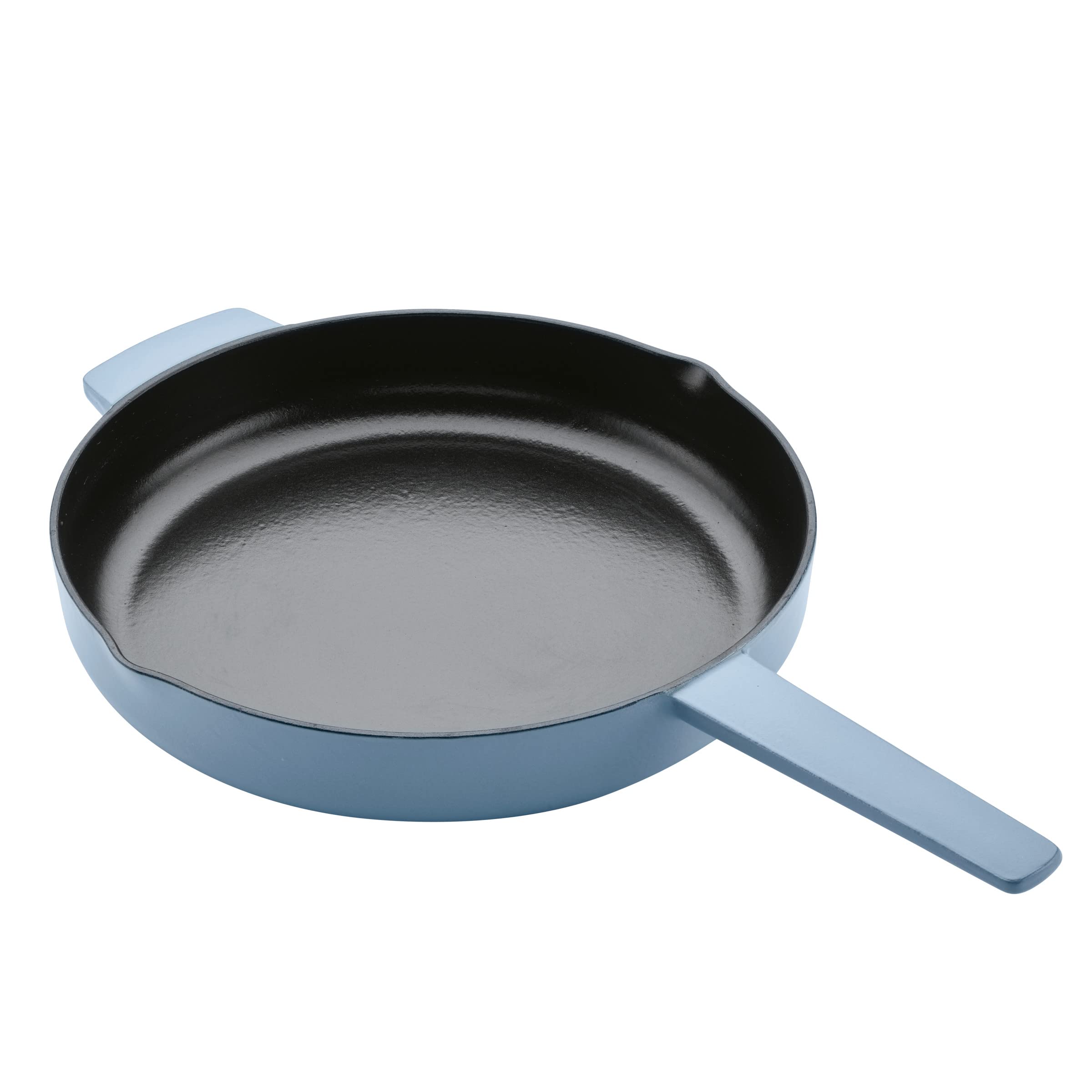 KitchenAid Enameled Cast Iron Frying Pan/Skillet with Helper Handle and Pour Spouts, 12 Inch, Blue Velvet - Image 8