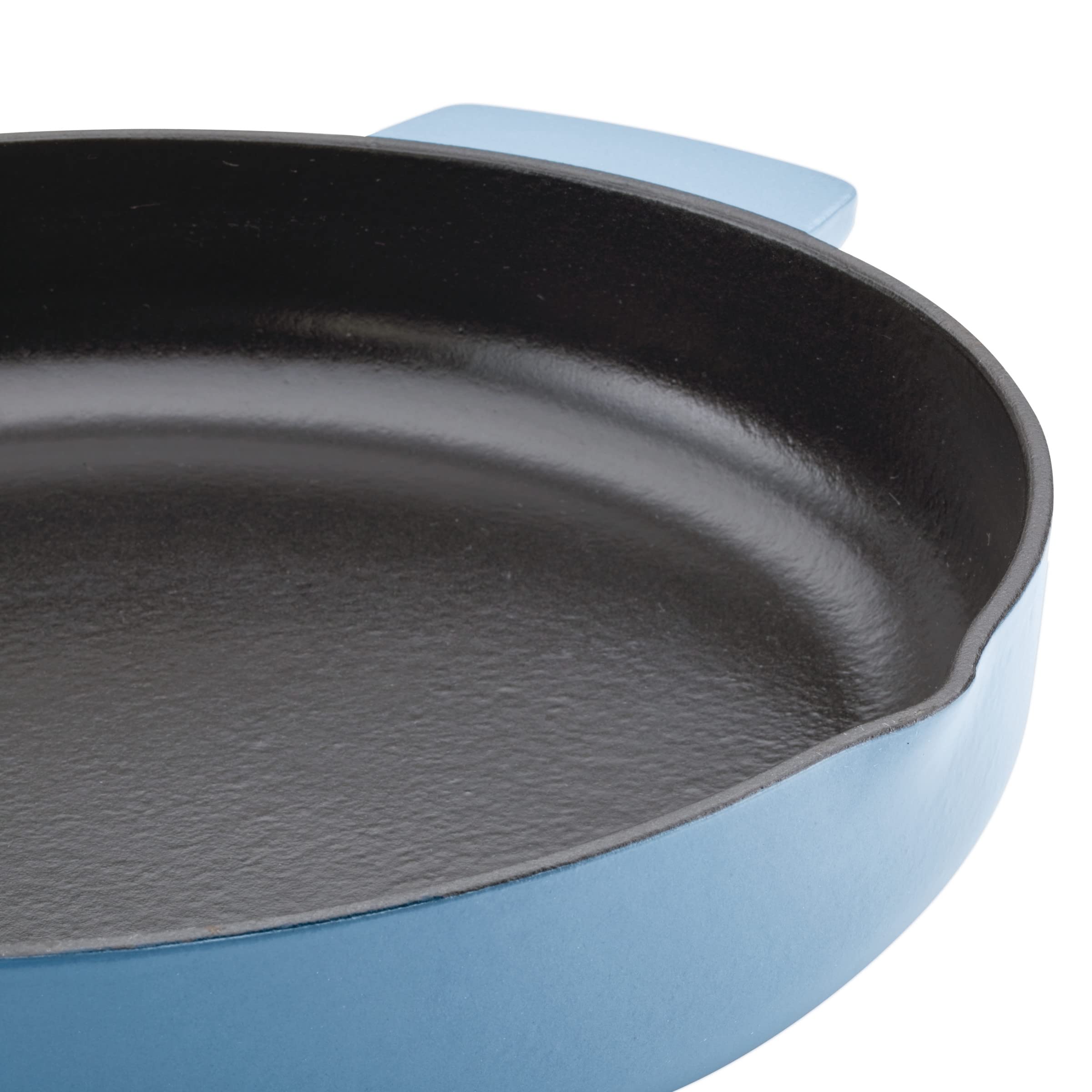 KitchenAid Enameled Cast Iron Frying Pan/Skillet with Helper Handle and Pour Spouts, 12 Inch, Blue Velvet - Image 9
