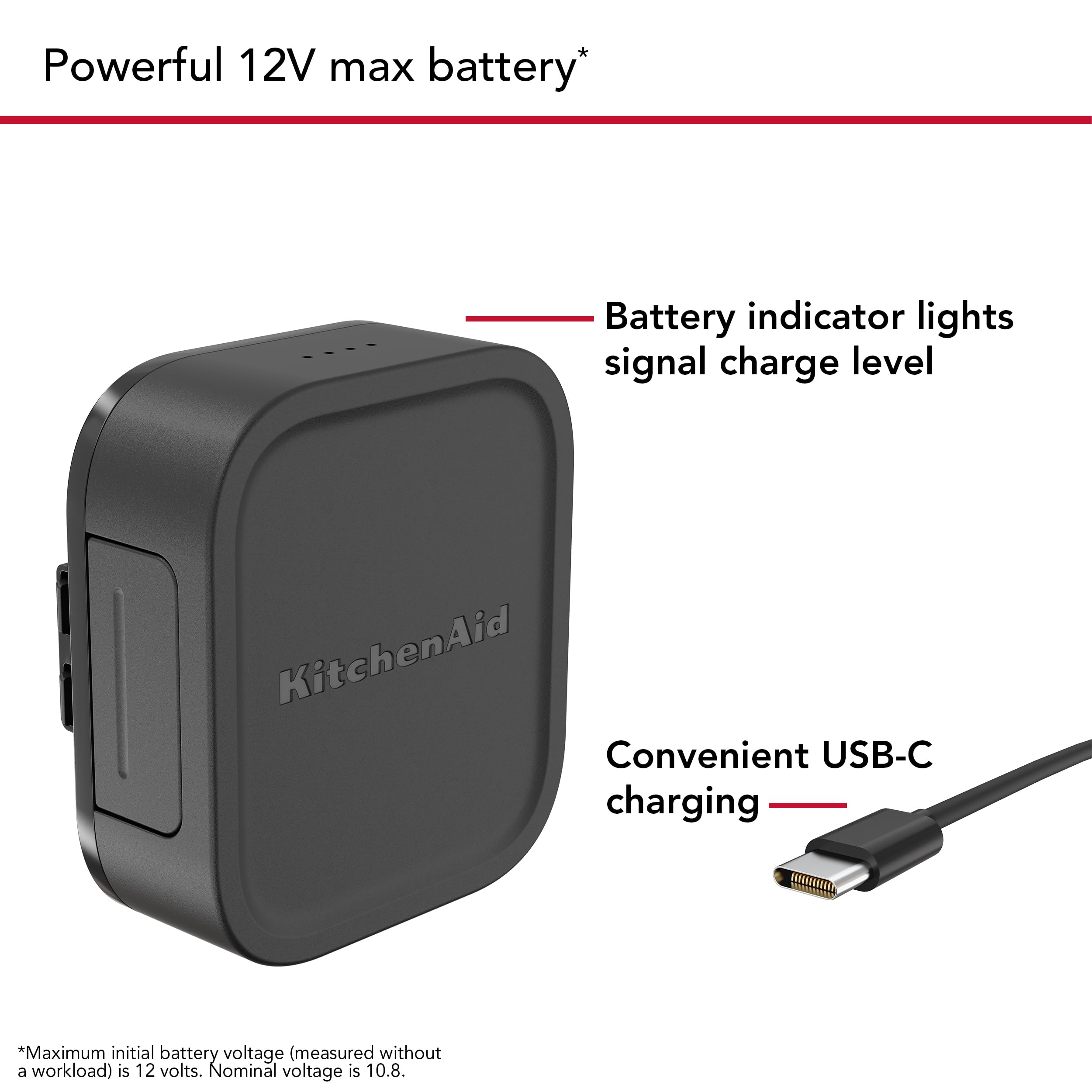 KitchenAid Go™ Cordless 12V MAX Lithium Ion Battery, KRB12 - Image 4