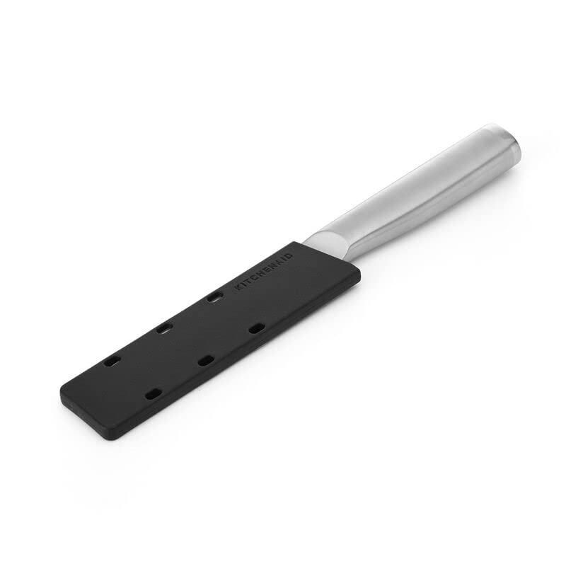 KitchenAid Gourmet Forged Stainless Steel Fine-Edge Utility Knife with Custom-Fit Blade Cover, 4.5-inch, Sharp Kitchen Knife, High-Carbon Japanese Stainless Steel Blade, Brushed Stainless Steel Handle - Image 7