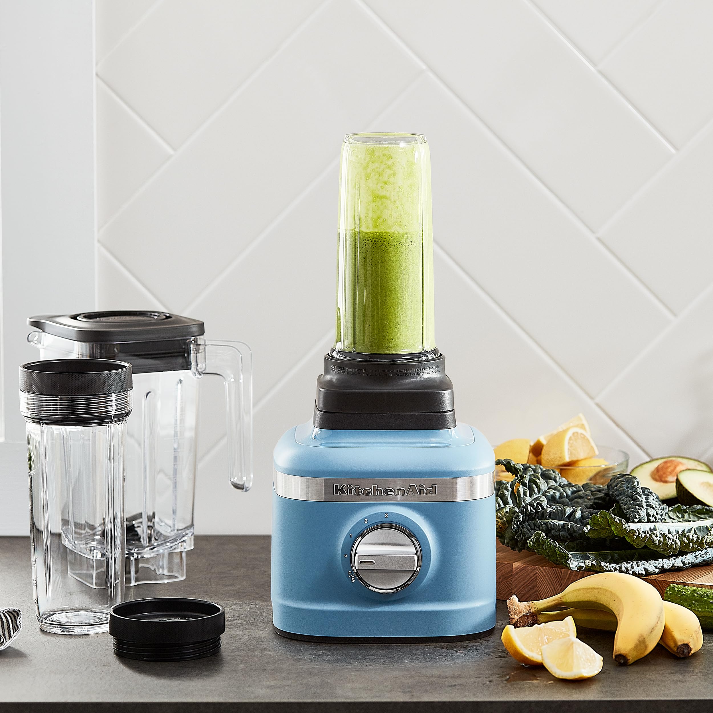 KitchenAid K150 3 Speed Ice Crushing Blender with 2 Personal Blender Jars - KSB1332Y - Blue Velvet - Image 3