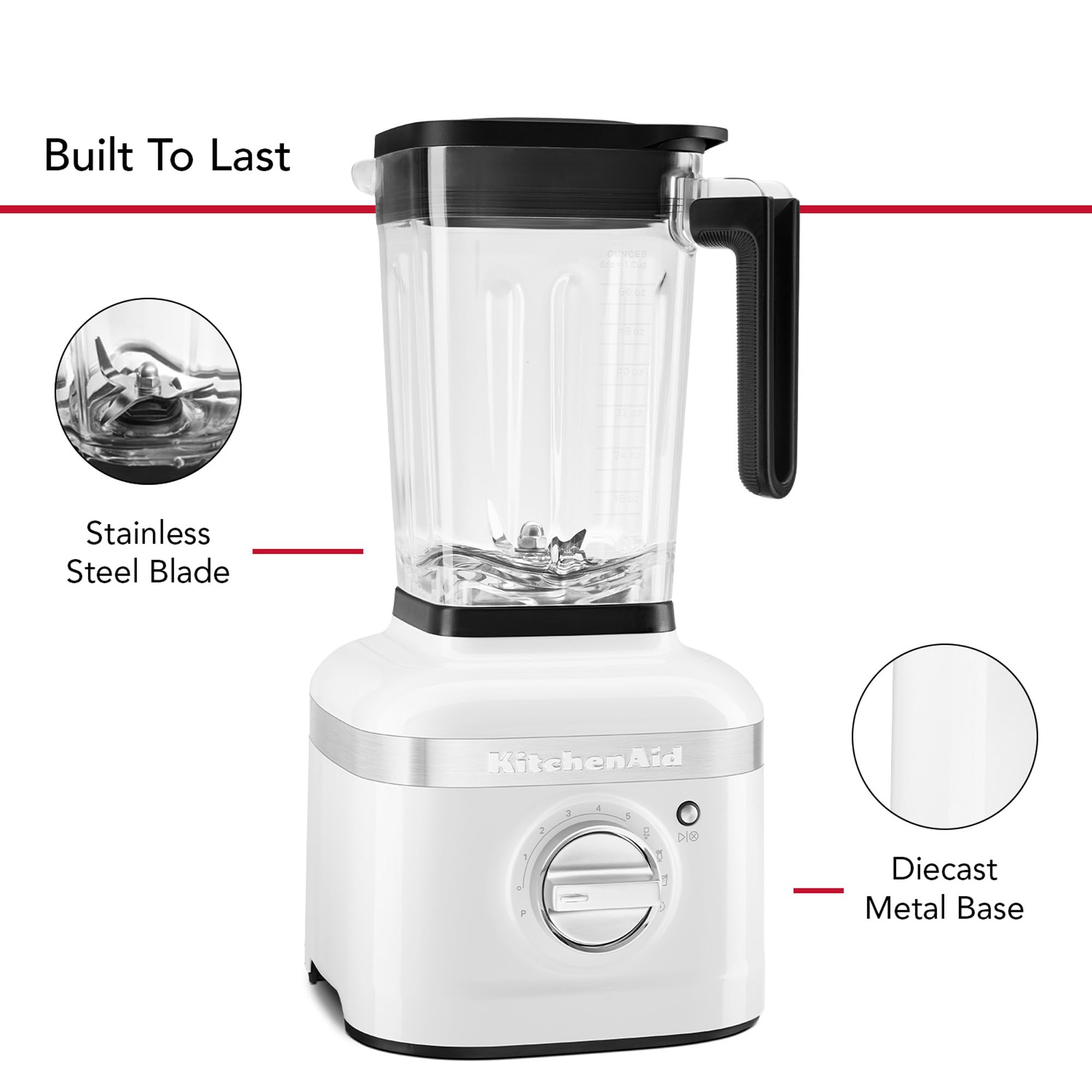 KitchenAid K400 Variable Speed Blender with Tamper - KSB4028 - White - Image 4