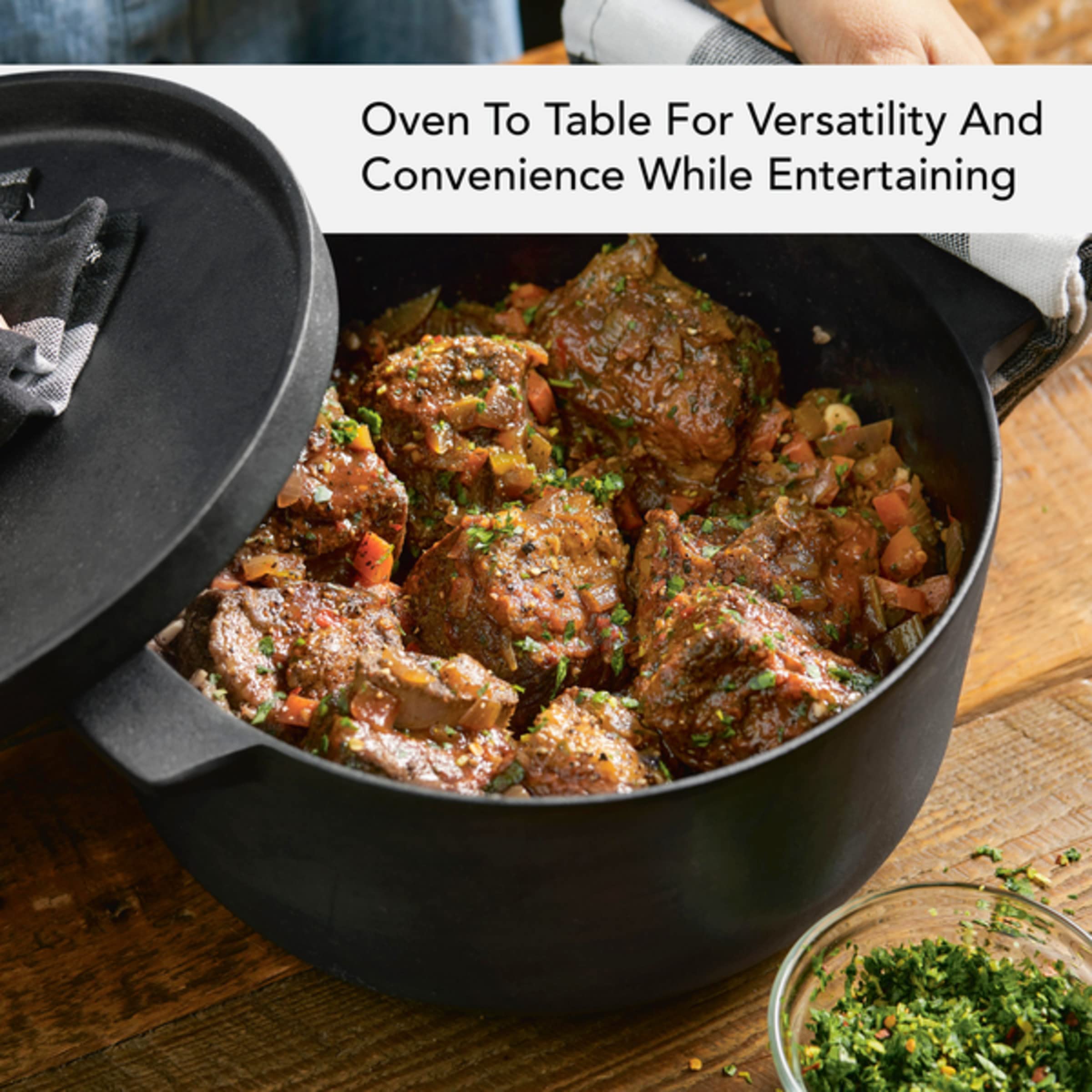 KitchenAid Seasoned Cast Iron Dutch Oven/Casserole, 6 Quart - Black - Image 4
