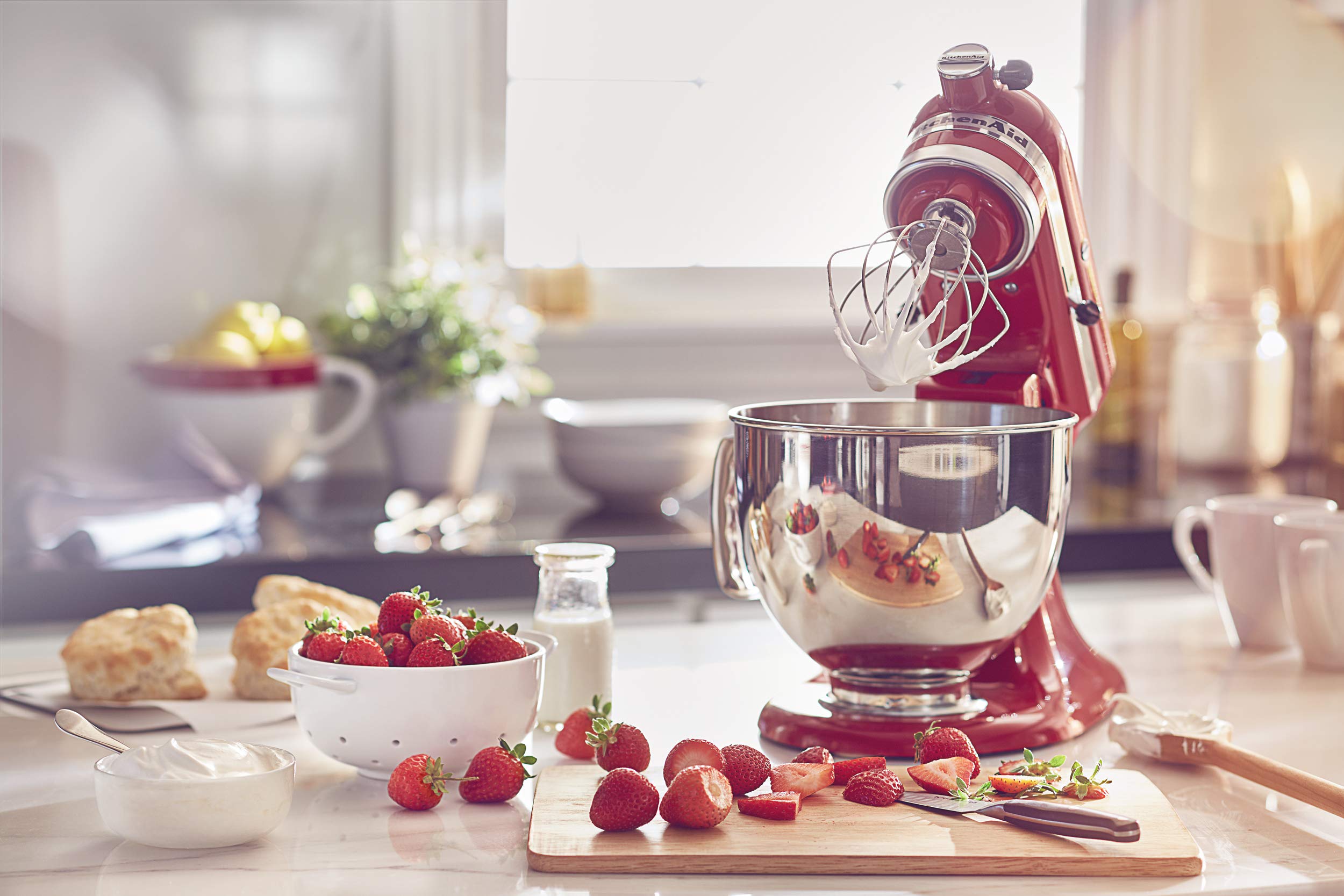 KitchenAid Value Bundle Artisan Series 5 Quart Tilt-Head Stand Mixer with Included Flex Edge Beater, KSM150FEER, Empire Red - Image 5